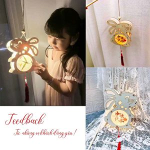 Đèn lồng Trung Thu gỗ tự ghép hình động vật đáng yêu Handmade DIY